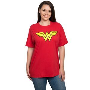 Women's Plus Wonder Woman T-Shirt Halloween Costume Tee Superhero Red DC Comics